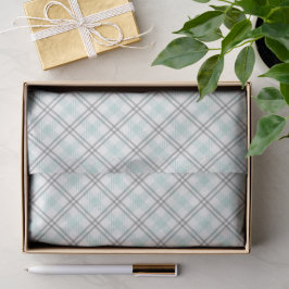 Mint Green & Grey Gingham Tissue Paper Seidenpapier