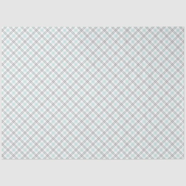 Mint Green & Grey Gingham Tissue Paper Seidenpapier (Vorderseite)