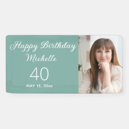 Mint Green Happy Birthday Foto Banner