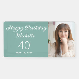 Mint Green Happy Birthday Foto Banner