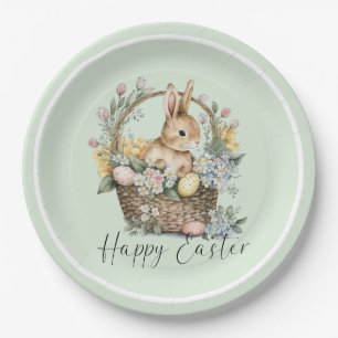 Mint Green Happy Oaster Bunny Pappteller