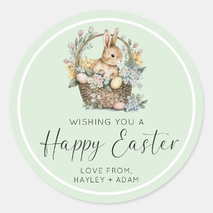 Mint Green Happy Oaster Bunny Runder Aufkleber