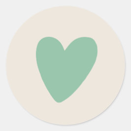 Mint Green Heart Round Aufkleber Set von 20