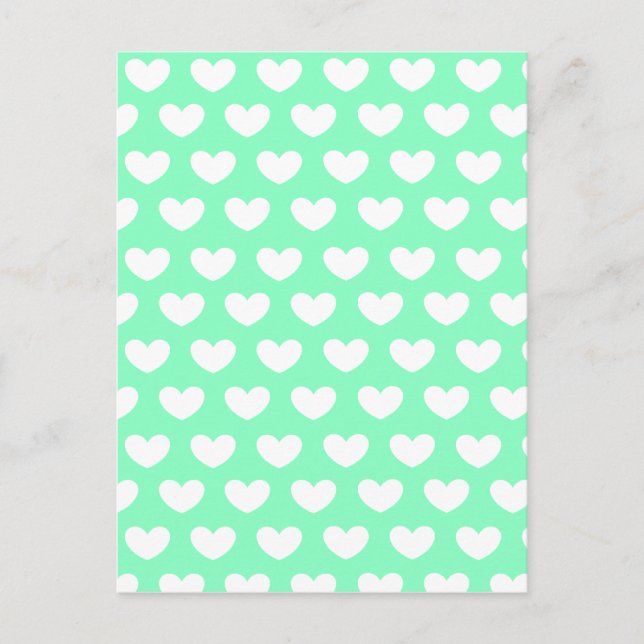 Mint Green Hearts Postkarte (Vorderseite)