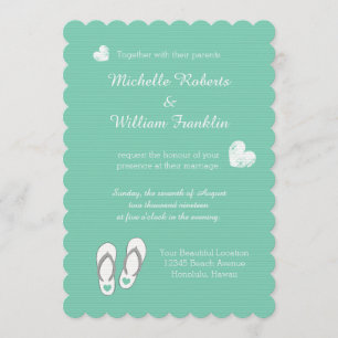Mint Green Herz Strand Slipper Hochzeit Einladunge Einladung