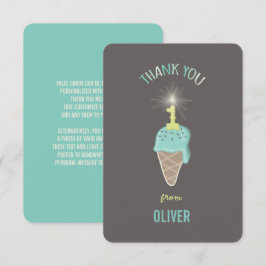 Mint Green Ice Cream Sparkler Boy's 1. Geburtstag Dankeskarte