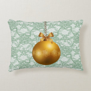 Mint Green Imitate Blumenspitze Gold Ornament Zierkissen