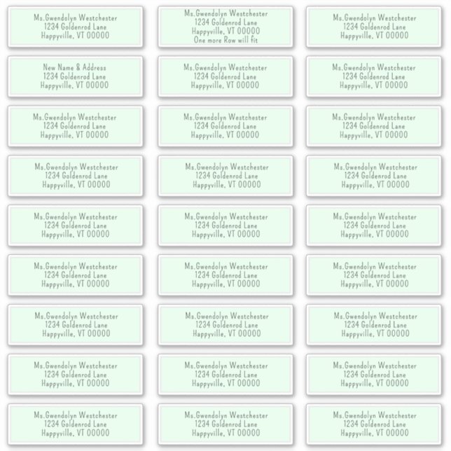 Mint Green Individual Mailing Address Labels (Vorderseite)