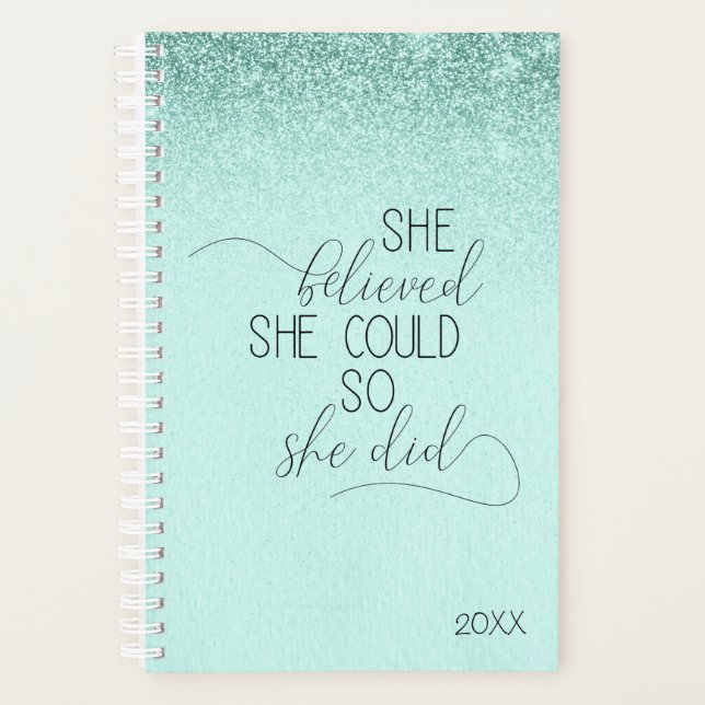 Mint Green Inspirational Woman Planer (Vorderseite)