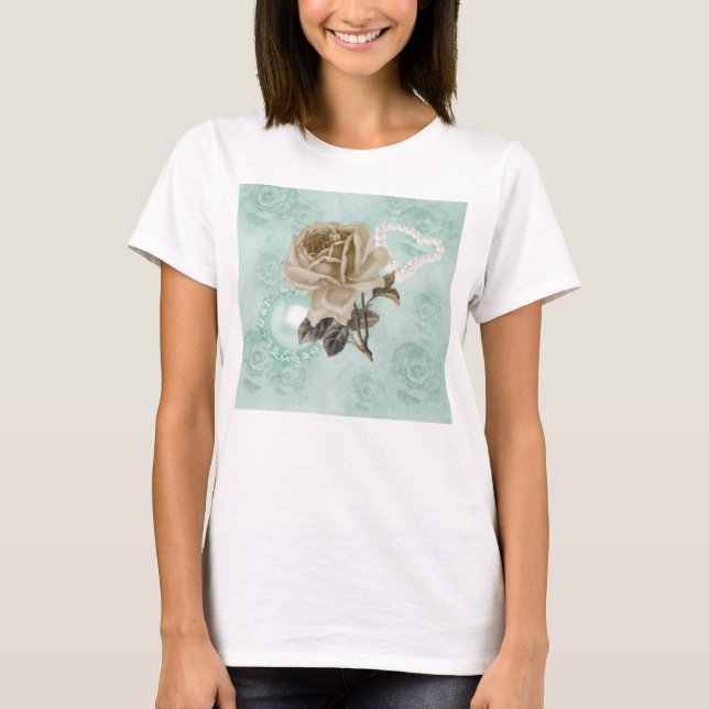 Mint Green Ivory Rose Bella Flowy T - Shirt (Vorderseite)