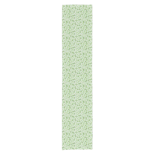 Mint Green Leafy Design Kurzer Tischläufer (Vorderseite)