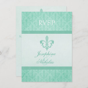 Mint green Lilie formale Hochzeit RSVP Einladung