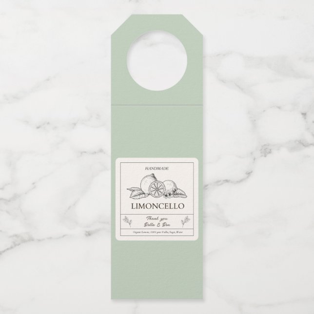 Mint Green | Limoncello Label Gevor Tag Flaschenanhänger (Vorderseite)