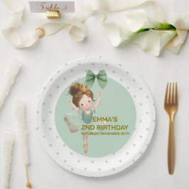 Mint Green Little Princess Ball Paper Plate Pappteller