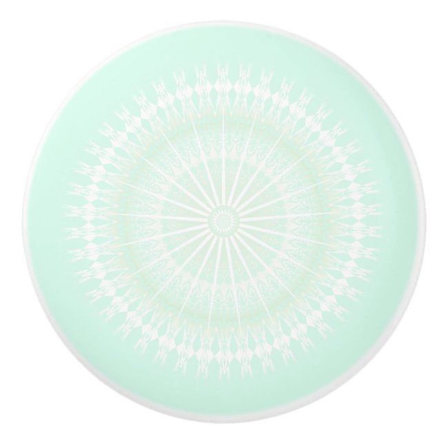 Mint Green Mandala Pastel Modern Keramikknauf (Vorderseite)