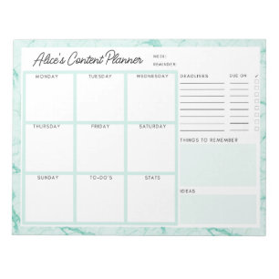 Mint Green Marble Content Planner Notizblock