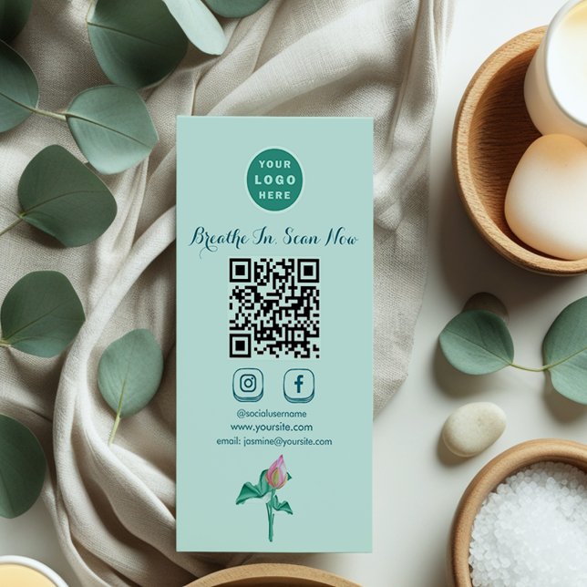 Mint Green Marketing Luxury Branding, Social Media Visitenkarte (This perfect mint business card  is a small treasure to gift your customers!)