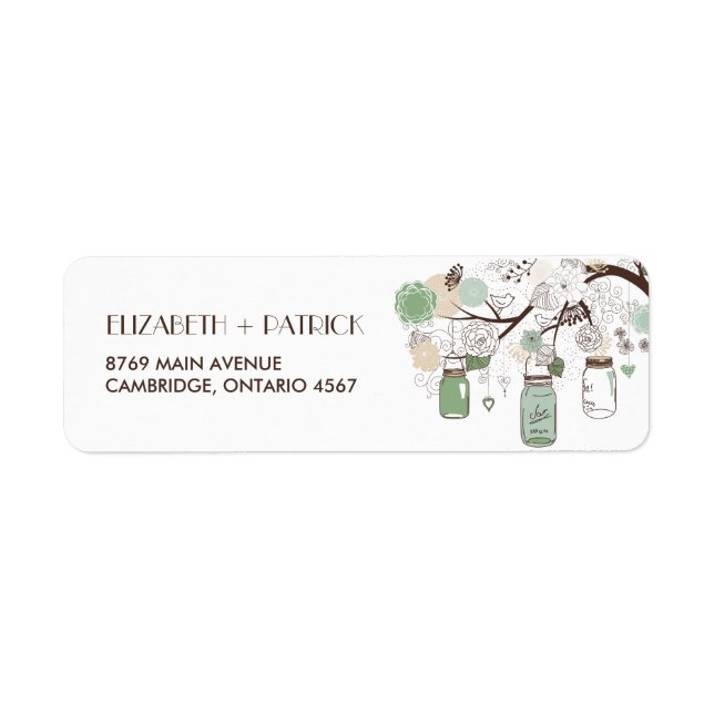 Mint Green Mason Jars Wedding Address Label (Vorne)