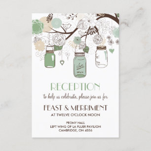 Mint Green Mason Jars Wedding Reception Card Begleitkarte