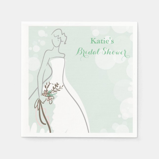 Mint Green mit gezeichneter Braut Serviette (Vorderseite)