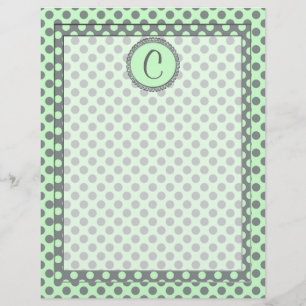 Mint Green mit Grey Polka Dots-Monogram STaylor