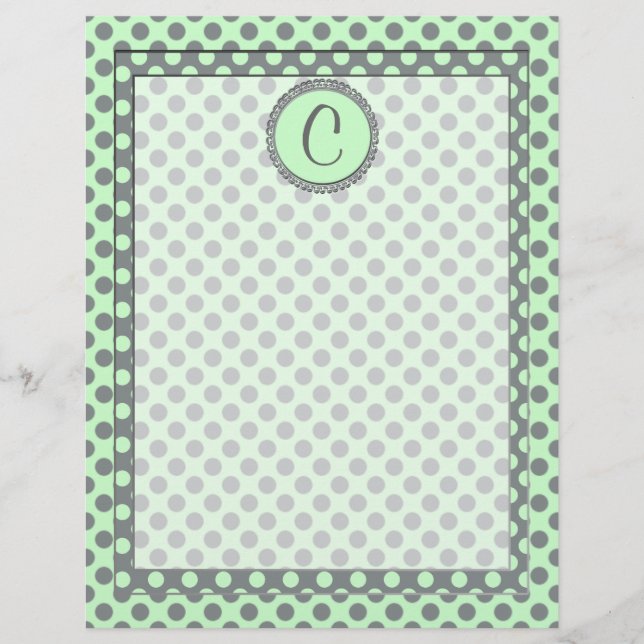 Mint Green mit Grey Polka Dots-Monogram STaylor (Vorderseite)