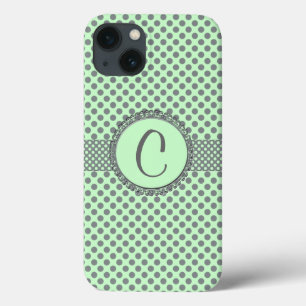 Mint Green mit Grey Polka Dots-Monogram STaylor Case-Mate iPhone Hülle