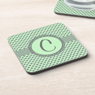 Mint Green mit Grey Polka Dots-Monogram STaylor Getränkeuntersetzer