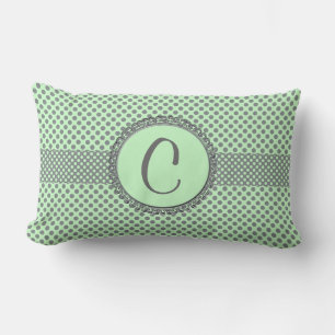 Mint Green mit Grey Polka Dots-Monogram STaylor Lendenkissen