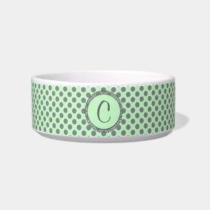 Mint Green mit Grey Polka Dots-Monogram STaylor Napf