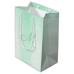 Mint Green Mit Monogramm Modern Template Elegant Mittlere Geschenktüte