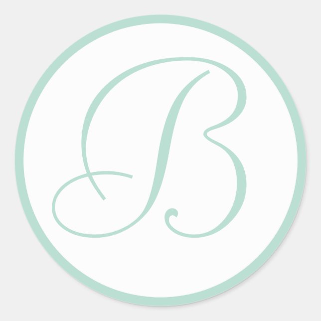 Mint Green Mit Monogramm Wedding Umschlag Aufklebe Runder Aufkleber (Vorderseite)