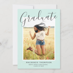 Mint Green Modern Calligraphy Graduation Party Einladung