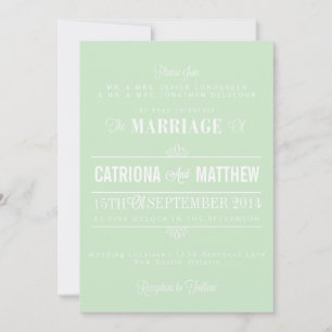Mint Green Modern Floral Wedding Einladung