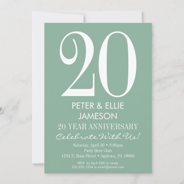 Mint Green Modern Simple Anniversary Einladungen (Vorderseite)
