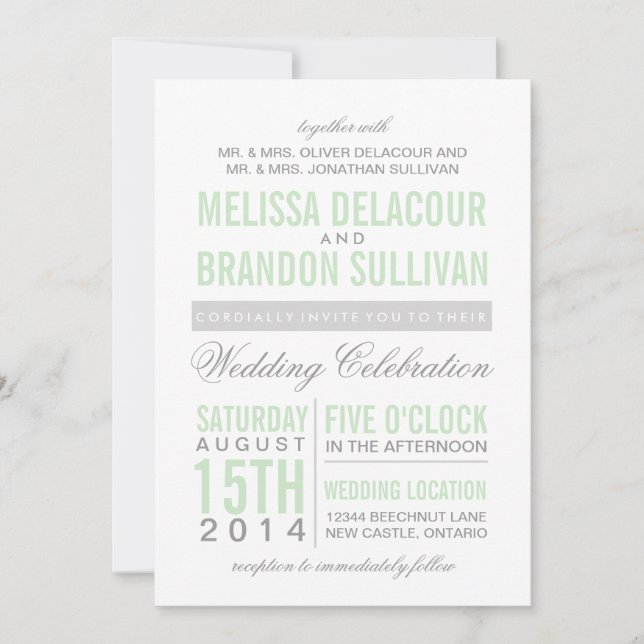 Mint Green Modern Typografy Weditation Einladung (Vorderseite)