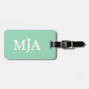 Mint Green Monogram 3-Buchstaben Initials Moderne Gepäckanhänger