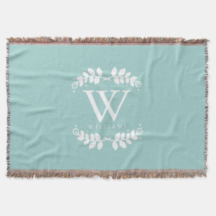 Mint Green Monogram Decke