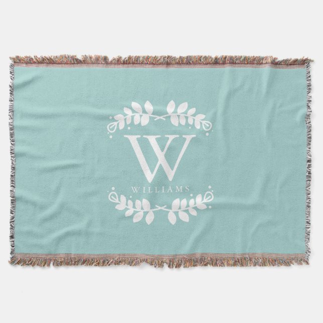Mint Green Monogram Decke (Vorderseite)