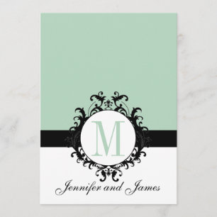 Mint Green Monogram Hochzeitseinladung Einladung
