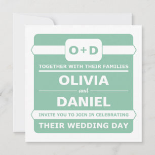 Mint Green Monogram Hochzeitseinladungen Einladung