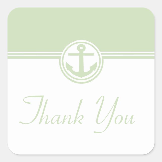 Mint Green Nautical Anchor Danke Stickers (Vorderseite)
