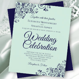 Mint Green & Navy Blue BUDGET Einladung zur Hochze