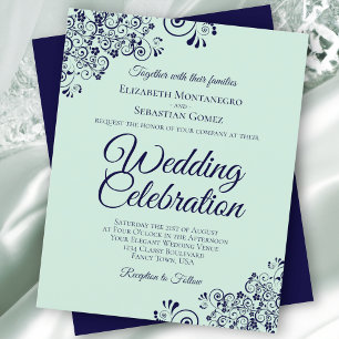 Mint Green & Navy Blue BUDGET Einladung zur Hochze