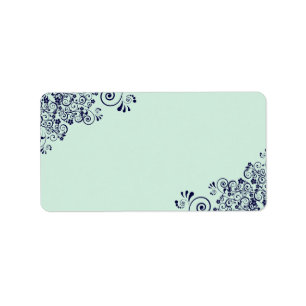 Mint Green & Navy Blue Lace Blank Hochzeitsadresse Adressaufkleber