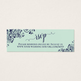 Mint Green & Navy Frilly Wedding RSVP Online Card