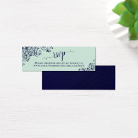 Mint Green & Navy Frilly Wedding RSVP Online Card