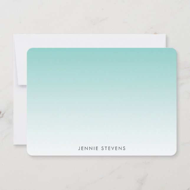 Mint Green Ombre Personalisiert Mitteilungskarte (Vorderseite)