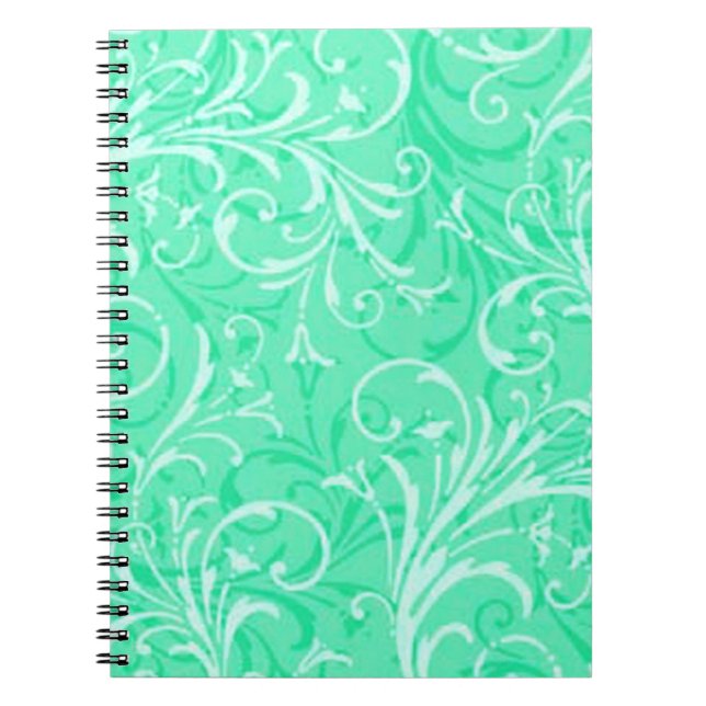 Mint Green Ornamental Spiral Notebook Notizblock (Vorderseite)