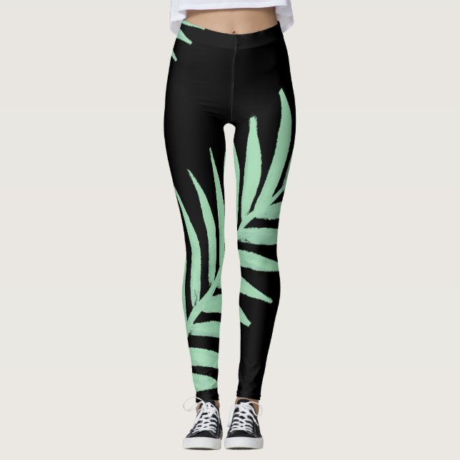 Mint Green Palm Leggings (Vorderseite)